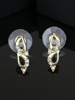 Estele - Gold Plated Leaf Designer Stud Earrings For Women