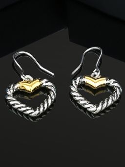 Estele - Gold And Rhodium Plated Heart Shaped Earrings For Women
