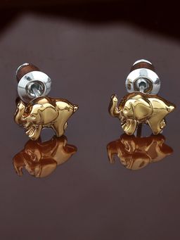 Estele - Gold Plated Elephant Designer Stud Earrings For Women