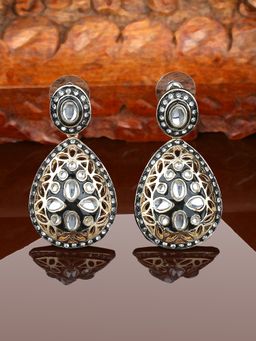 Estele - Gold Plated Droplet Designer Kundan Earrings For Women