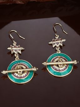 Estele - Gold Plated Hanging Circle Earrings For Women