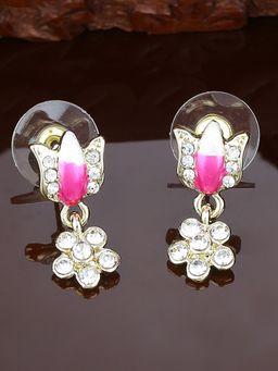 Estele - Gold Plated Flower Designer Drop Earrings For Women