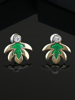 Estele - Gold Plated Leaf Designer Stud Earrings For Women