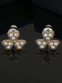 Estele - Gold Plated Flower Designer Stud Earrings For Women