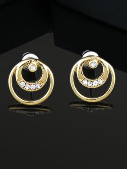 Estele - Gold Plated Circular Stud Earrings For Women