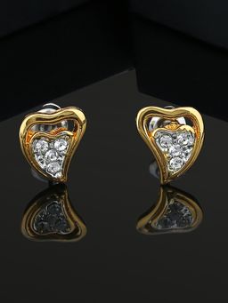 Estele - Gold Plated Heart Shaped Stud Earrings For Women