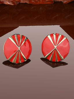 Estele - Gold Plated Round Stud Earrings For Women