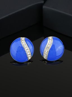 Estele - Gold Plated Round Stud Earrings With Enamel For Women