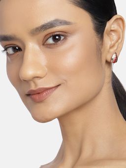 Estele - Gold Plated Pomegranate Theme Stud Earrings With Austrian Crystal For Women