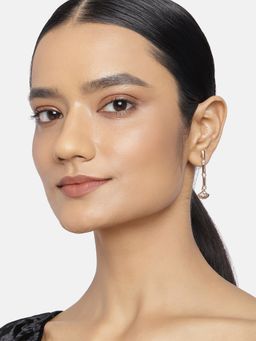 Estele - Rose Gold Plated Sugarcane Dangle Earring With Austrian Crystals For Women