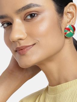 Estele - Gold Plated Round Passion Designer Stud Earrings With Enamel For Women