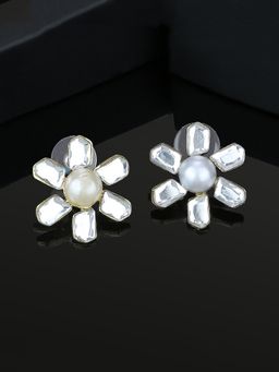 Estele - Gold Plated Floral Stud Earrings For Women