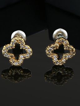 Estele - Gold Plated Cz Classic Stud Earrings For Women