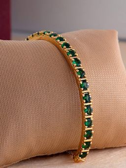 Estele - Gold Plated Cz Ravishing Bracelet With Green Stone For Women