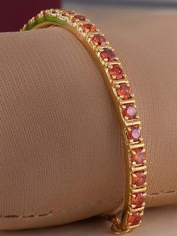 Estele - Gold Plated Cz Beautiful Bracelet With Orange Crystals For Women