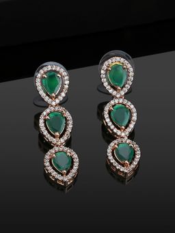 Estele - Rose Gold Plated Cz Beautiful Drop Earrings For Women