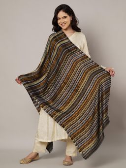 MUFFLY - Zari Twilight Multicolour Chevron Pattern Reversible Stole for Women