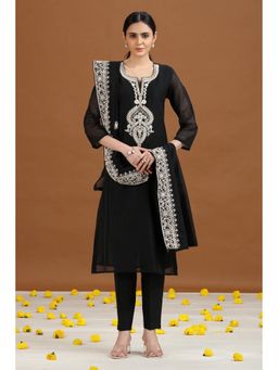 Cotton Culture - Black Embroidered Kurta with Pant and Dupatta