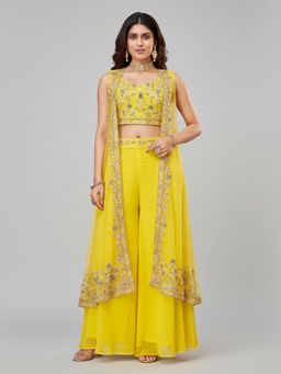 BC Balaji Creation - Women Yellow Top with Palazzo and Shrug