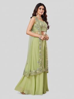 BC Balaji Creation - Women Green Top with Palazzo and Shrug
