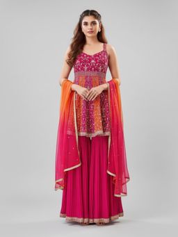 BC Balaji Creation - Women Pink Kurti with Sharara and Dupatta