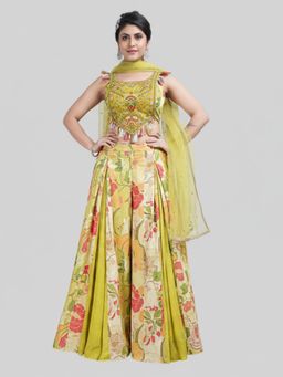 BC Balaji Creation - Women Green Top with Palazzo and Shrug