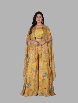 BC Balaji Creation - Women Yellow Top with Palazzo and Shrug