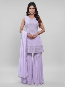 BC Balaji Creation - Women Purple Kurti with Sharara and Dupatta