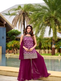 BC Balaji Creation - Women Maroon Kurti with Palazzo and Dupatta