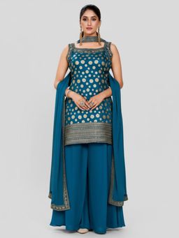 BC Balaji Creation - Women Blue Kurti with Palazzo and Dupatta