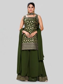 BC Balaji Creation - Women Olive Kurti with Palazzo and Dupatta