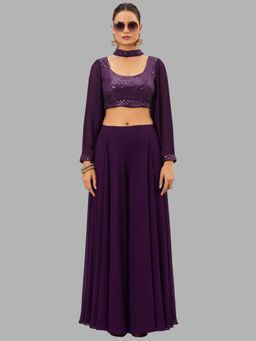 BC Balaji Creation - Women Purple Full Sleeves Top with Palazzo