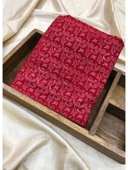Palash - Women Red Hand Block Printed Unstitched Kurta