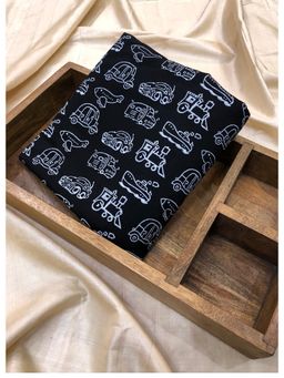 Palash - Women Black Hand Block Printed Unstitched Kurta