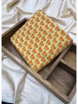 Palash - Women Beige Hand Block Printed Unstitched Kurta