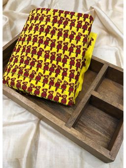 Palash - Women Yellow Hand Block Printed Unstitched Kurta