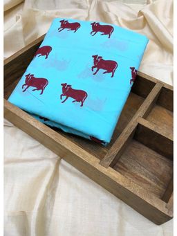 Palash - Women Blue Hand Block Printed Unstitched Kurta