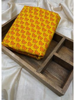 Palash - Women Yellow Hand Block Printed Unstitched Kurta