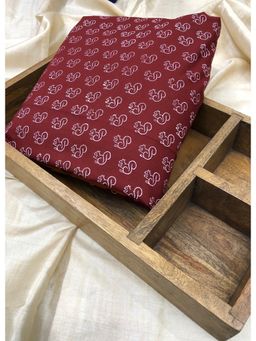 Palash - Women Maroon Hand Block Printed Unstitched Kurta