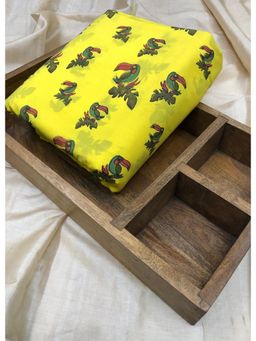 Palash - Women Yellow Hand Block Printed Unstitched Kurta