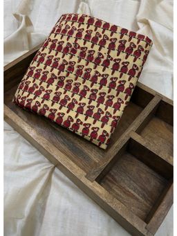 Palash - Women Beige Hand Block Printed Unstitched Kurta