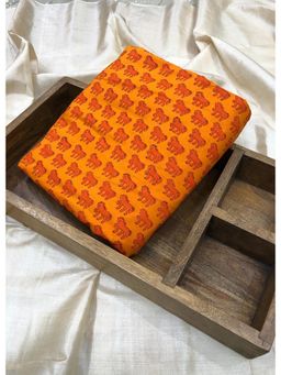 Palash - Women Orange Hand Block Printed Unstitched Kurta