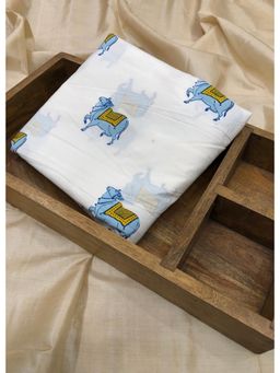 Palash - Women White Hand Block Printed Unstitched Kurta