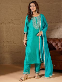 VredeVogel - Light Blue Women Kurta with Pant and Dupatta