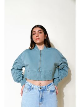 FREAKINS - Teal Elasticated Cropped Jacket
