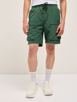 The Bear House - Men Regular Fit Teal Casual Polyester Cargo Shorts