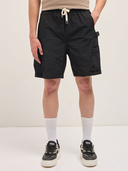 The Bear House - Men Regular Fit Black Casual Polyester Cargo Shorts