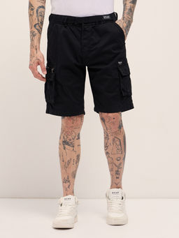 The Bear House - Men Regular Fit Black Casual Cotton Cargo Shorts