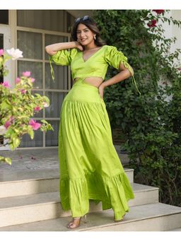 Bee Boldd - Green Cut Out Cotton Maxi Dress