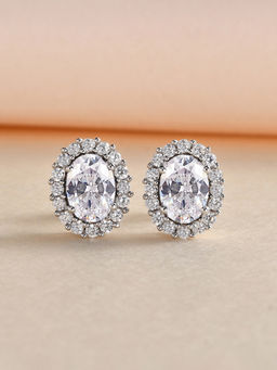 Ornate Jewels - 925 Silver 3 Carat American Diamond Stud Earring for Women & Girls